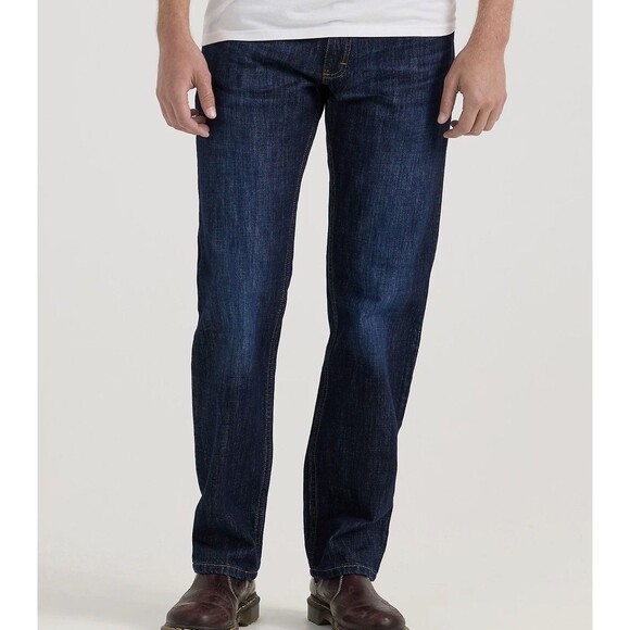 Lee Jeans Mens 32x34 Regular Fit Straight Leg Dark Anderson Wash Stretch NWT - Picture 1 of 5
